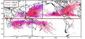 2000年から2011年までに発生した全台風の経路図